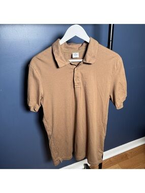 Reigning Champ Men’s Slim Fit Polo Shirt Medium Brown 100% Cotton Made in Canada